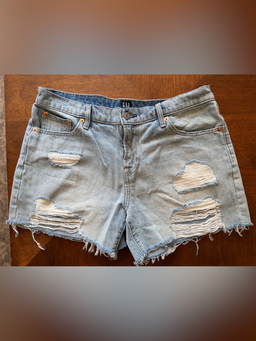 GAP Light Blue Distressed Denim Cutoff Shorts